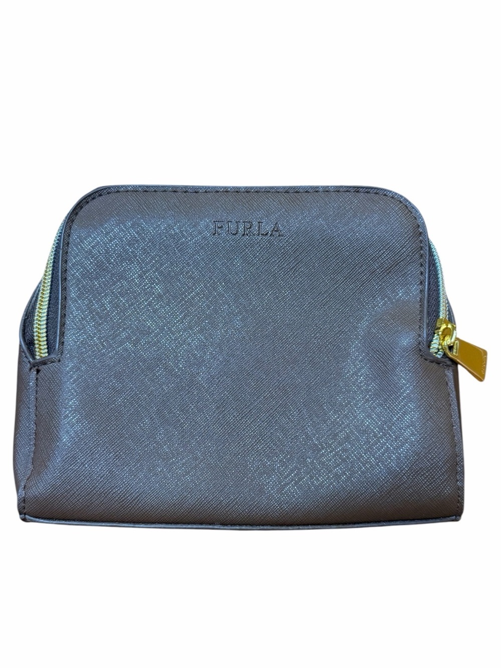 ✈️FURLA for Saudia Airlines Brown  Saffiano Leather Pouch w/ Gold Accents